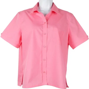 Appleseeds Top Womens S Pink Cotton Blend  Short Button Detail Sleeve Casual - Picture 1 of 12
