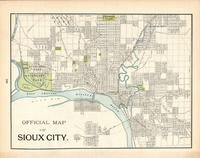 Mapa de calles antiguo de Sioux City de Iowa de 1894 mapa de la ciudad de George Cram de Sioux City 103 Foto 1 de 3