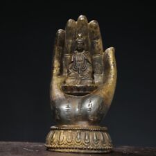 6.6" old Tibetan Buddhism temple Copper gilt Buddha's Hand Guanyin statue