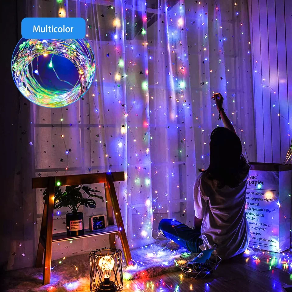 300 LED Curtain Fairy Lights Hanging String Lights Wedding Party Decor Lamp - Image 1 of 1