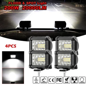 4x 4Inch 20000W LED Work Light Bar Flood Spot Pods Offroad Fog Driving ATV Truck - Picture 1 of 11