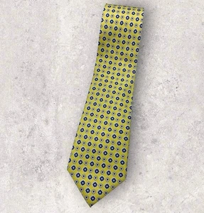 NEW LAUREN RALPH LAUREN Men's Silk Necktie LUXURY Yellow Geometric W:3.4" EUC - Picture 1 of 6