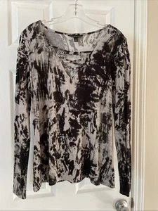Rock & Republic Women Sz M Gorgeous Black Gray DesignBlouse Top - Picture 1 of 3