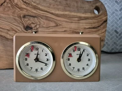 Vtg BHB German Analog Chess Clock Timer Brown Plastic Made in Germany Working - Image 1 of 4