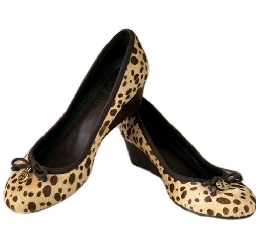 Zeppa Tory Burch 8 5 M Chelsea marrone marrone marrone capelli di vitello stampa ghepardo zeppe logo