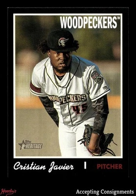 2019 Topps Heritage Minors Black #166 Cristian Javier Rookie 21/50 WOODPECKERS - Image 1 of 2