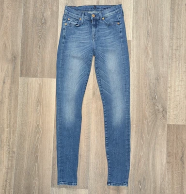 7 For All Mankind Skinny Jeans Women's W25 L29 Blue Low Rise Stetch Denim - Image 1 of 4