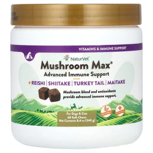 Mushroom Max + Reishi, Shiitake, Turkey Tail, Maitake, For Dogs & Cats, 60 Soft - Picture 1 of 2