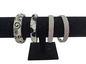 4 Armreif Armbänder schwarz-weiße Emaille, Glitzer! - Bild 1 von 8