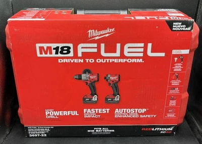 MILWAUKEE 3697-22 M18 FUEL 18V 2-TOOL COMBO KIT (HAMMER DRILL & IMPA (MVP034224) - Image 1 of 3