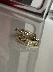 Diamant Brillant Creole Ohrringe in 585 / 14 K Gelbgold 3,5 Gramm - Bild 1 von 6