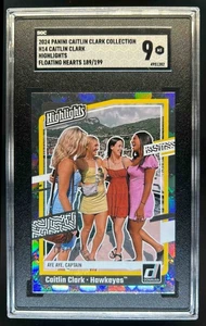 2024-25 Panini Caitlin Clark Collection Highlights Floating Hearts RC /199 SGC 9 - Picture 1 of 2