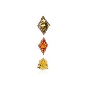 0.96ct - 3 Natural Diamond Set Green Brown Yellow Shield Kite Rhombus VS2 For - Picture 1 of 5