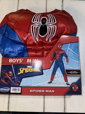 全新 Marvel SPIDER-MAN 软垫连身裤 服装和织物 面具 尺寸 M (8) 全新带标签 全新带盒 — 第 1/3 张图片
