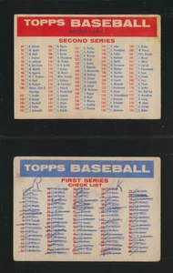 LOTTO TOPPS BASEBALL BIG BLONY CHECKLIST 1957 SERIE 1/2 E SERIE 2/3 P/F MARCATI - Foto 1 di 2