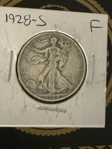 1928-S Walking Liberty Half Dollar – San Francisco Mint – Fine Detail 90% Silver - Picture 1 of 2