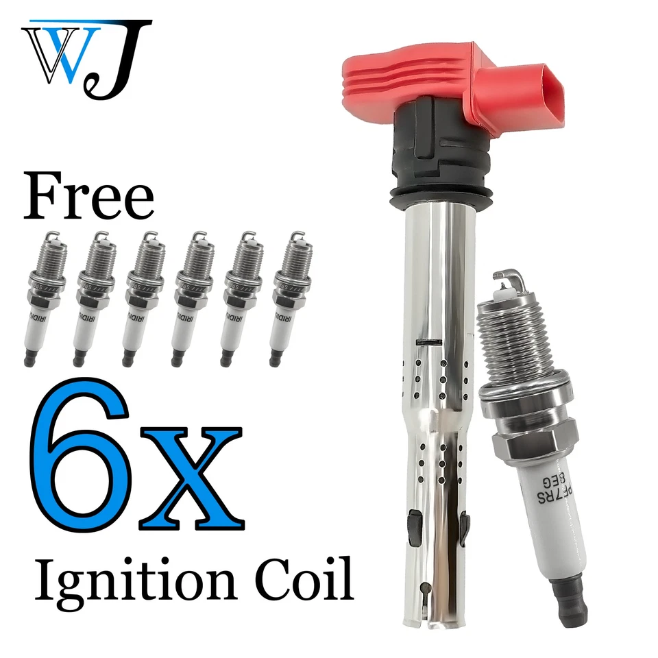 6X Ignition Coil+Iridium Spark Plug For 2005-2012 Audi A5 Quattro 3.2L V6 Foto 1 de 4