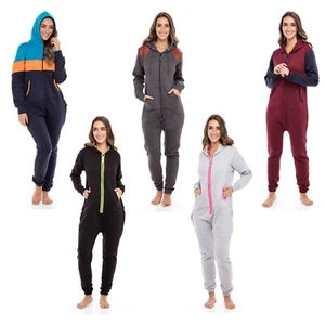 Ladies Hooded Zip-Up Jumpsuit – One-Piece Pajama Playsuit Comfortable Loungewear - Picture 1 of 32