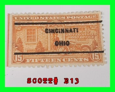 US Scott# E13 Special Delivery 15 Cent Orange Stamp - PreCancel Cincinnati, Ohio - Image 1 of 3
