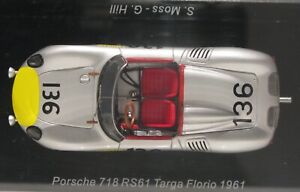 Spark 1:43 S4149 Porsche 718 RS61 Targa Florio #136 1961 Stirling Moss/G. Hill