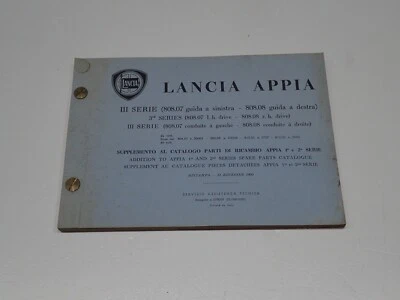 LANCIA APPIA 3° SERIE CATALOGO PARTI DI RICAMBIO 1960 - Immagine 1 di 4