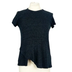 Wilt Charcoal Gray Shrunken Shifted Hem Textured Waffle Tee Shirt Top size Small - Picture 1 of 7