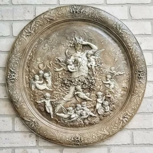 Large bas relief plaque with cherubs and angels.22". Antique reproduction. - Picture 1 of 7