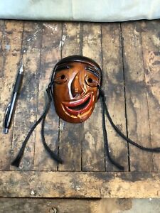 vintage japanese wood mask carved
