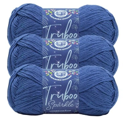(3 Pack) Lion Brand Yarn 836-304A Truboo Sparkle Yarn, Night Sky - Image 1 of 4