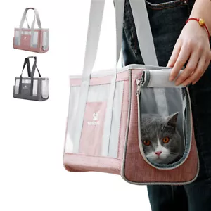 Pet Carriers Foldable Cat Dog Carrier Bag Breathable Outdoor Travelling Handbag - Picture 1 of 25