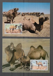 WWF World Wildlife 4 each FDC / MC 1985 Mongolia "The Two Humped Camel" - Picture 1 of 6