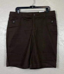 St Johns Bay Bermuda Brown Shorts Womens Size 16 - Picture 1 of 10