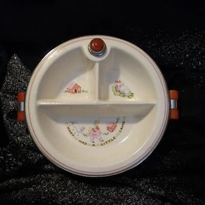 BARTSCH MFG. CO. CHILDS WARMING PLATE- 1944-Crome Plated Bakelite handles & cap - Picture 1 of 5