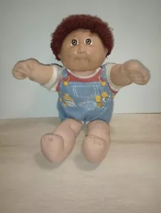 Cabbage Patch Kids Doll Boy Red Hair Brown Eyes 1985 Construction Shirt Vintage  - Picture 1 of 16