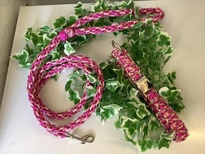 Stunning Pink/multi Paracord Dog Collar 14”-15”Quick Release & matching 6ft Lead - Picture 1 of 5