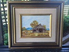 Black Australian oil painting framed 