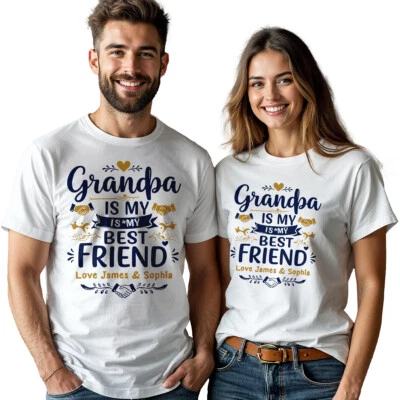 Personalised Mens Womens Grandpa Is My Best Friends Day T-Shirt Bestie #BFD