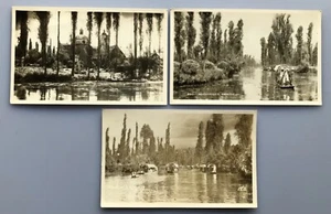 RPPC Xochimilco River Mexico City UNPOSTED OLD POSTCARD Boats Lot of 3 unposted - Picture 1 of 2