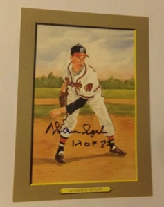 Vintage WARREN SPAHN Autograph Signed Perez Steele Card BRAVES HOF COA PSA - Picture 1 of 4