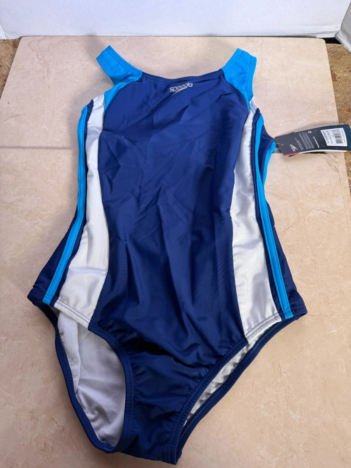 Speedo Girls Size 16 Infinity Splice 1 PC Swimsuit Bathing Suit Deep Water