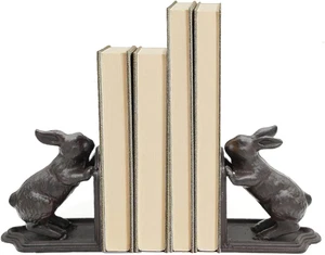 Decorative Book Ends Cast Iron Cute Bunny Bookends,Vintage Heavy Duty Book Ends - Picture 1 of 12