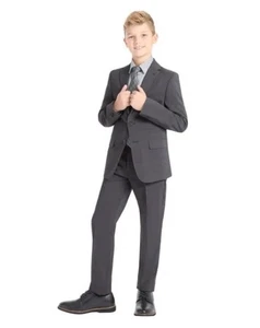 Traje Kenneth Cole Reaction Niños Performance Tela Calce Ajustado Gris Talla 18 - Imagen 1 de 11