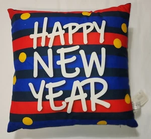 Dekorativer Urlaub Happy New Year Dekokissen gestreift 15” x 15” - Bild 1 von 4