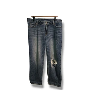 Old Navy jeans womens 14P mid-rise boyfriend loose distressed casual - Picture 1 of 8