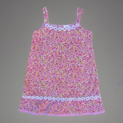 Girls Size 6 Tank Dress Pink Floral Print Embroidered Flowers Blueberi Boulevard - Image 1 of 4