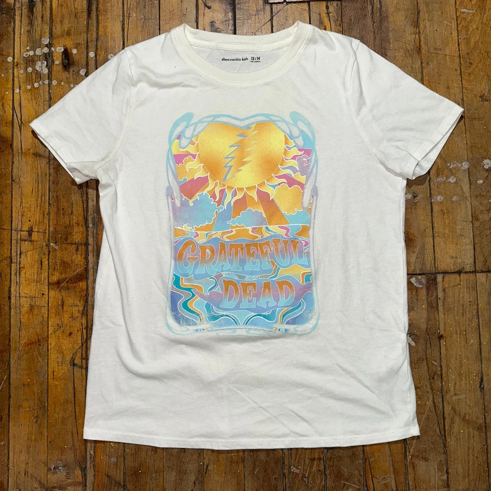 Camiseta Abercrombie Niños Niños 13/14 Blanca Manga Corta Grateful Dead Gráfico Camiseta Foto 1 de 4