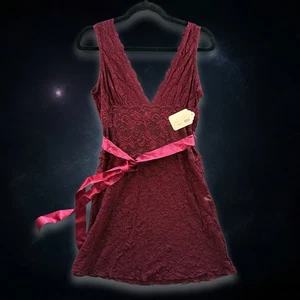 NWT Claire Pettibone Lace Nightgown Maroon Floral Chemise Made In USA Women's M - Picture 1 of 10