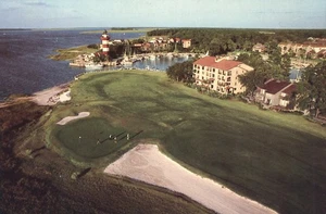 Lighthouse Marina Harbour Town Hilton Head South Carolina Aerial View Postcard - Bild 1 von 2