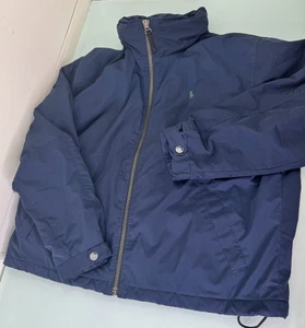 Vintage Polo Ralph Lauren Winter Mantel Jacke Herren L dunkelblau Fleece gefüttert Kapuze - Bild 1 von 12