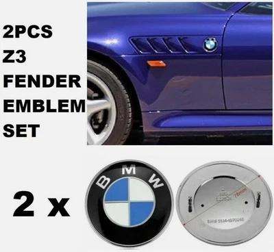2X Z3 conjunto de emblema de para-lama lateral 78 mm logotipo emblema redondo 51141970248 para BMW - Imagem 1 de 4
